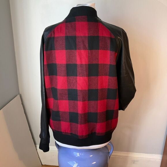 Slate & Stone Buffalo Plaid Wool and Pleather Bomber Jacket, XL  Heritage - Picture 12 of 16